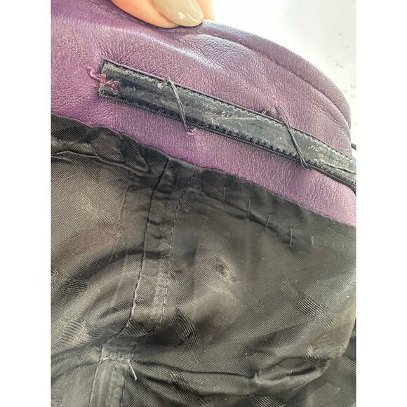 Versace Runway Bright Dark Orchid Leather Fringe Mini Dress - Picture 15 of 16